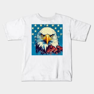 Freedom's Colors: Pop Art Bald Eagle and American Flag Kids T-Shirt